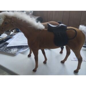 vintage model palomino horse toy flocked 10 in.